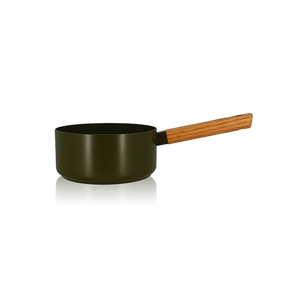 Casserole Ector induction aluminium revêtu manche en bois 18 cm vert Ogo - Mathon - 1