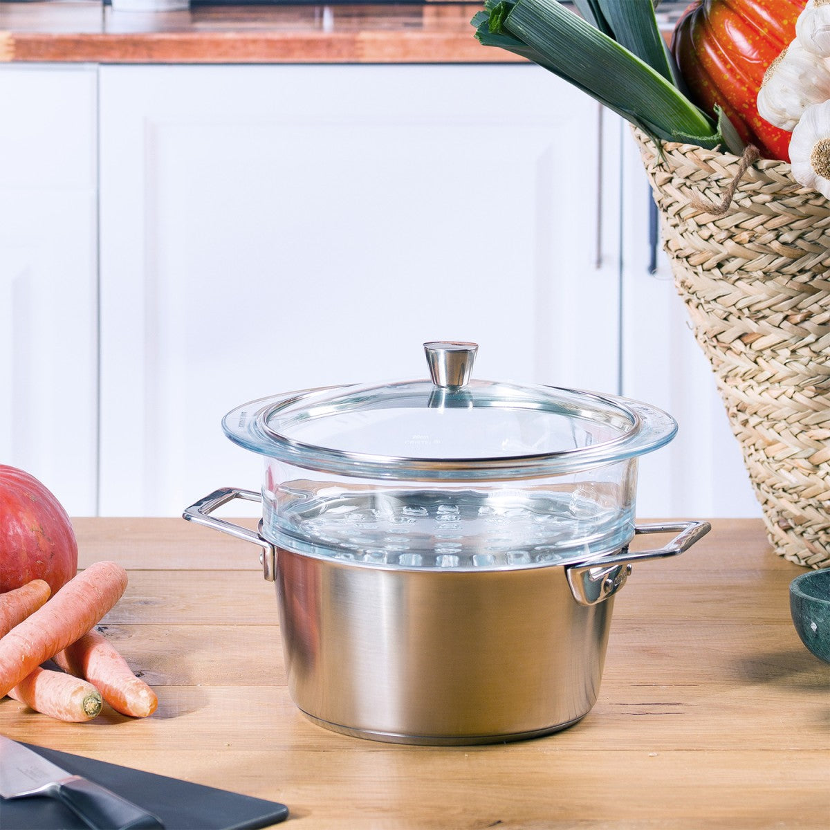 Ensemble vapeur avec faitout, couvercle et cuit-vapeur 20cm Cristel - Mathon - 2