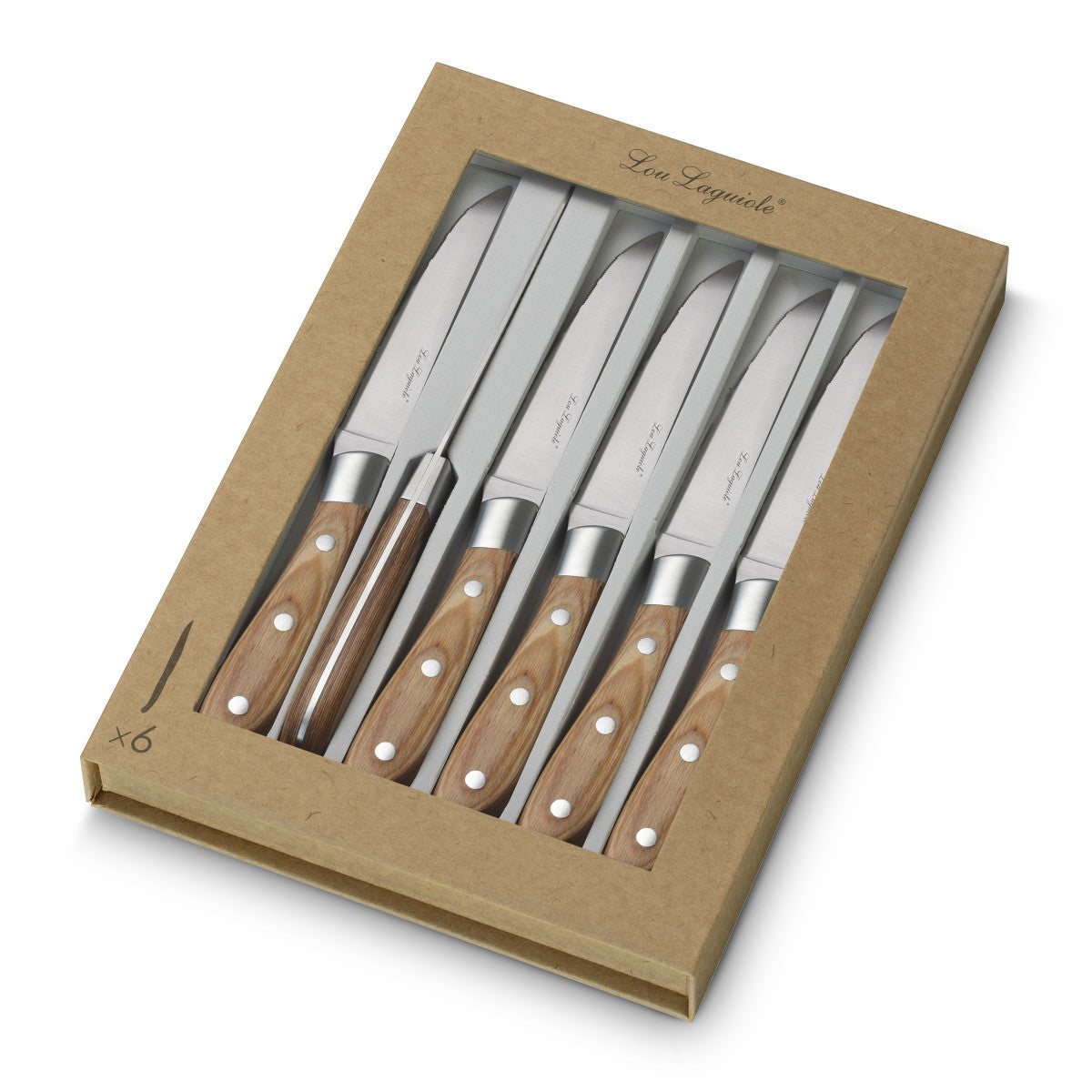 Elias - Coffret 6 couteaux steak bois de pakka Lou Laguiole - Mathon - 3