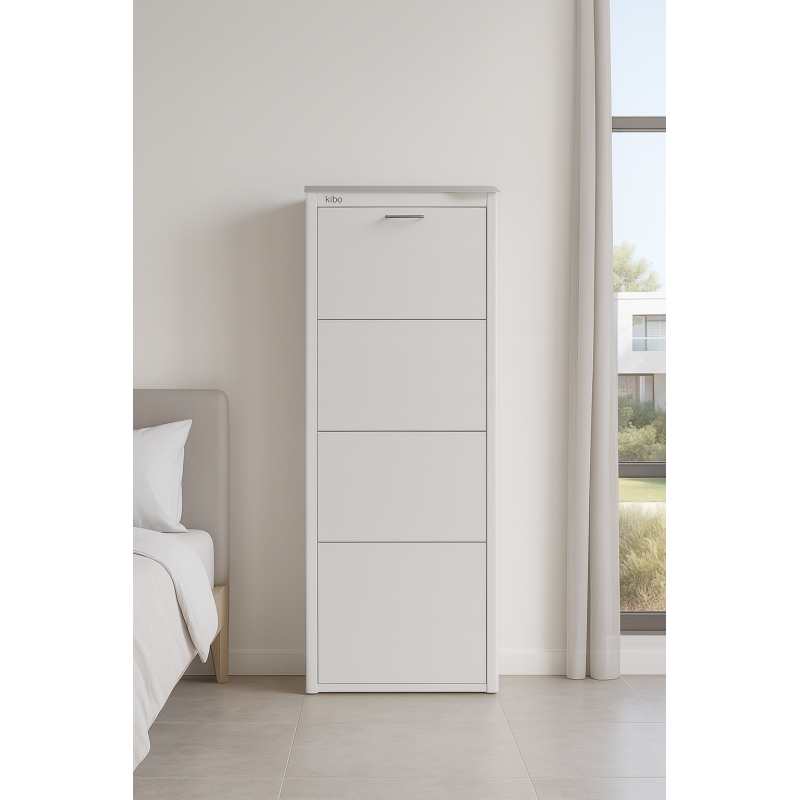 Meuble à chaussures KIBO 4 Compartiments, Blanc Don Hierro - Mathon - 6