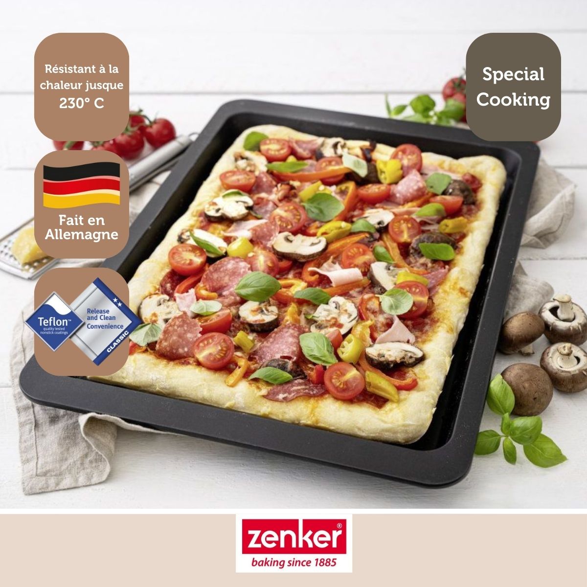 Plaque à pizza rectangulaire 42 x 29 cm Zenker Spécial Countries Zenker - Mathon - 5