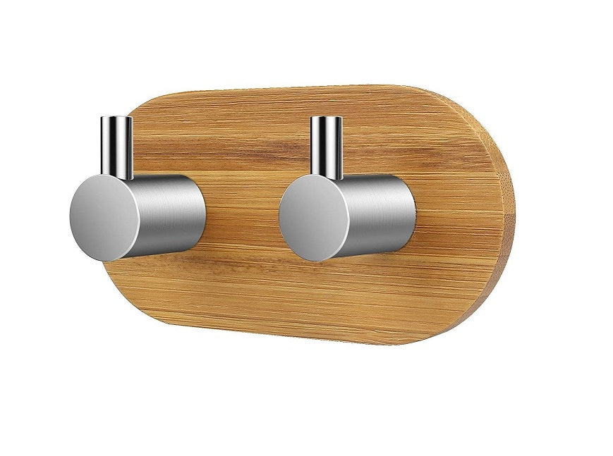 Crochets Mural pour Salle de Bain Porte Serviette Cuisine Chambre Bambou et Acier Inoxydable Vendos85 - Mathon