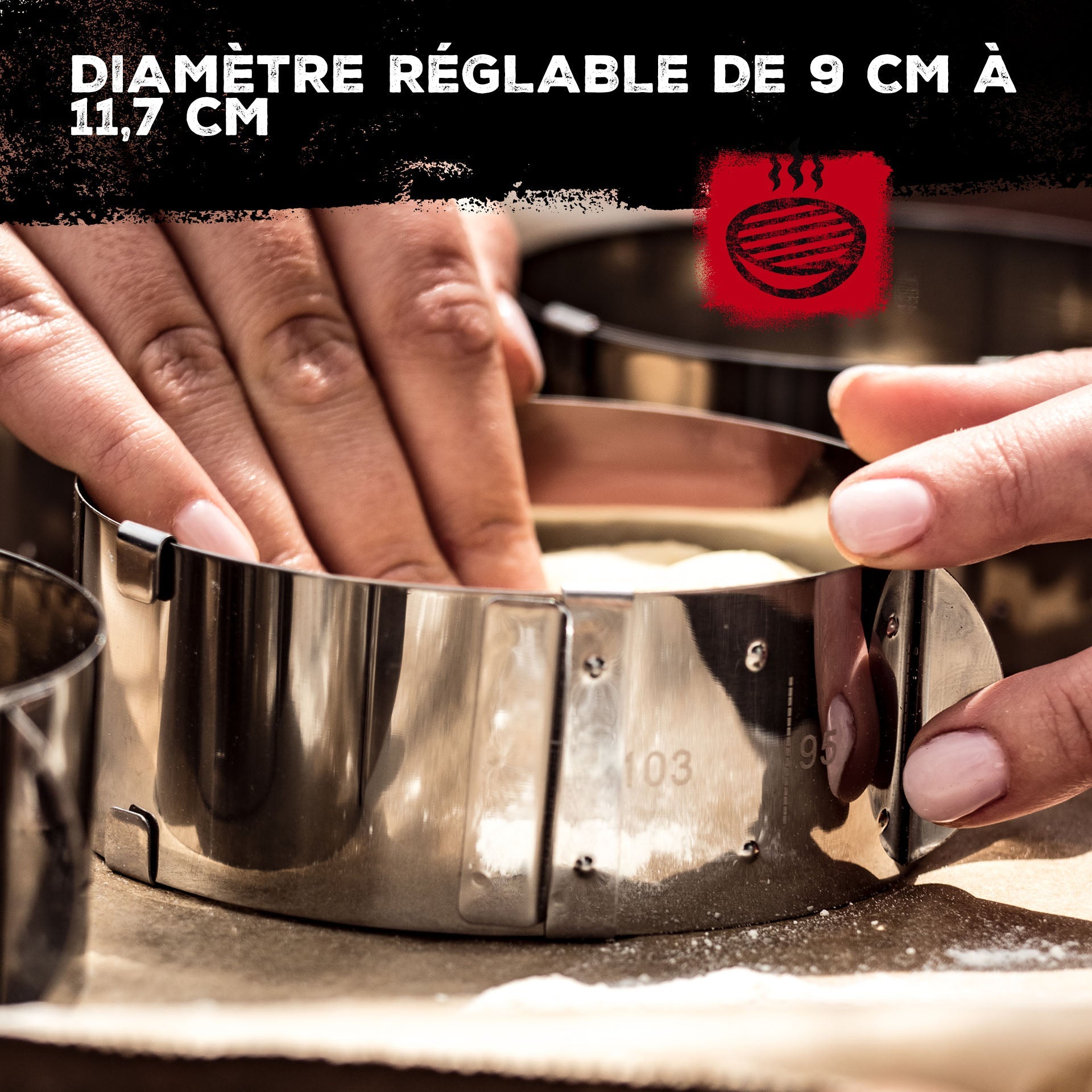 Lot de 2 emporte-pièces réglables 9 à 11,7 cm  Barbecue FM Professional - Mathon - 5