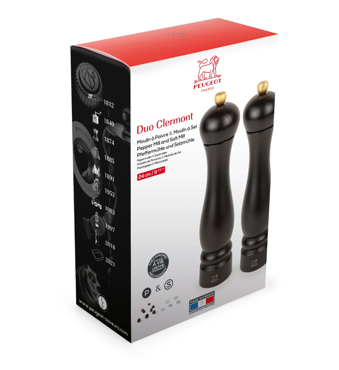 Clermont Duo de moulins à poivre et à sel Chocolat 24 cm Peugeot - Mathon - 5