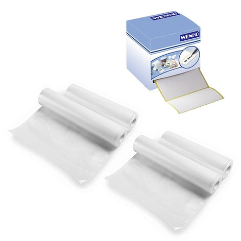 Lot de 4 rouleaux de sachets à découper et 500 étiquettes adhésives - Mathon - 1