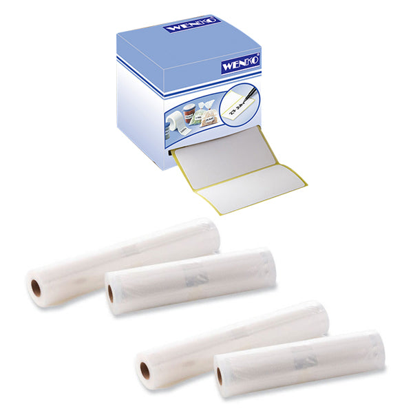 Lot de 4 rouleaux de sachets à découper et 500 étiquettes adhésives - Mathon - 4