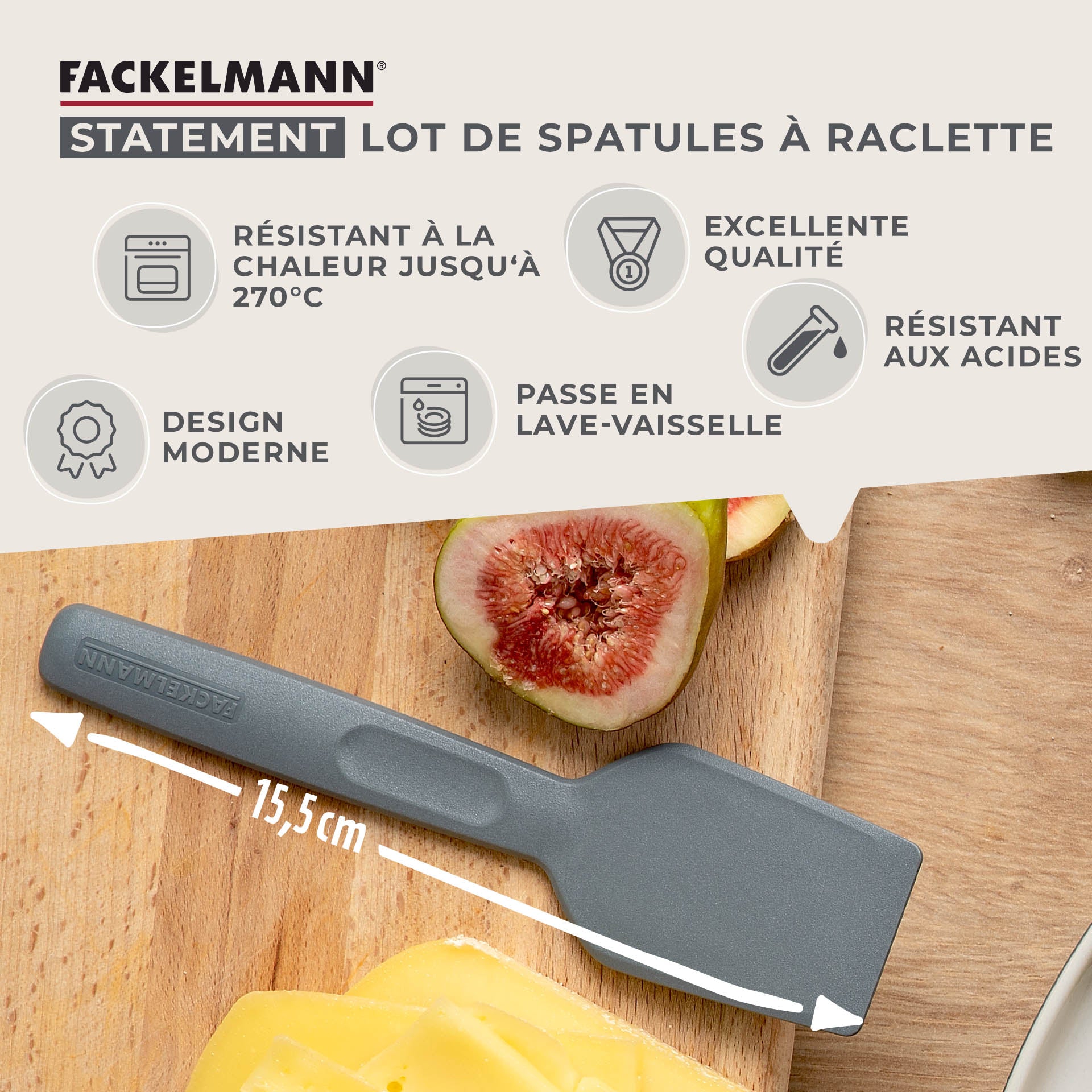 Lot de 4 spatules à raclette 16 cm Fackelmann - Mathon - 2
