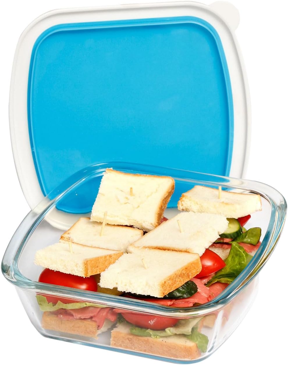 Petit plat à lasagnes carré en verre avec couvercle en plastique sans BPA, 16 x 17 cm, résistant au four Vendos85 - Mathon