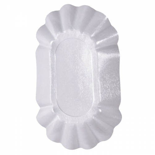 250Pcs - Assiette creuse ovale en carton laminé blanc 220x140x37,5mm FirstPack - Mathon - 1