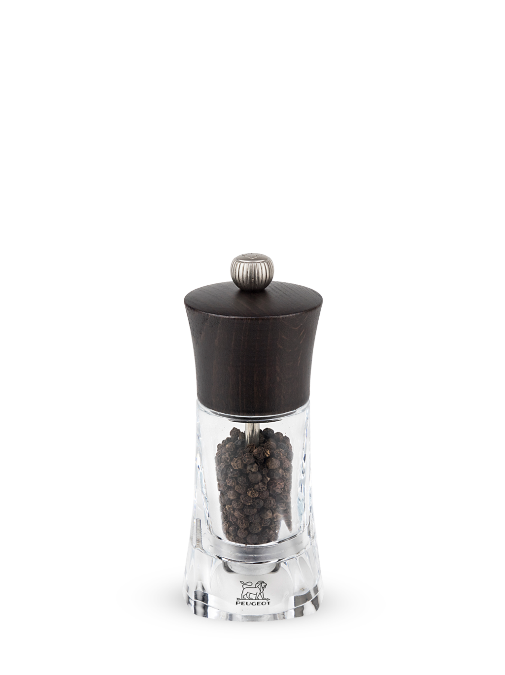 Oléron Moulin à poivre manuel en bois et acryl couleur chocolat 14 cm Peugeot - Mathon - 1