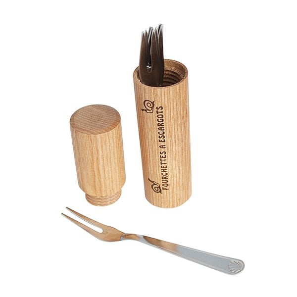 6 fourchettes à escargots + fourreau en bois Roger Orfèvre - Mathon - 1