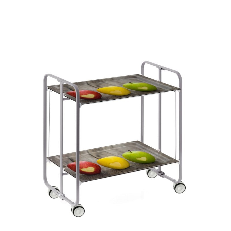 Desserte pliante 2 niveaux avec roulettes – structure gris aluminium, bauhaus Don Hierro - Mathon - 1