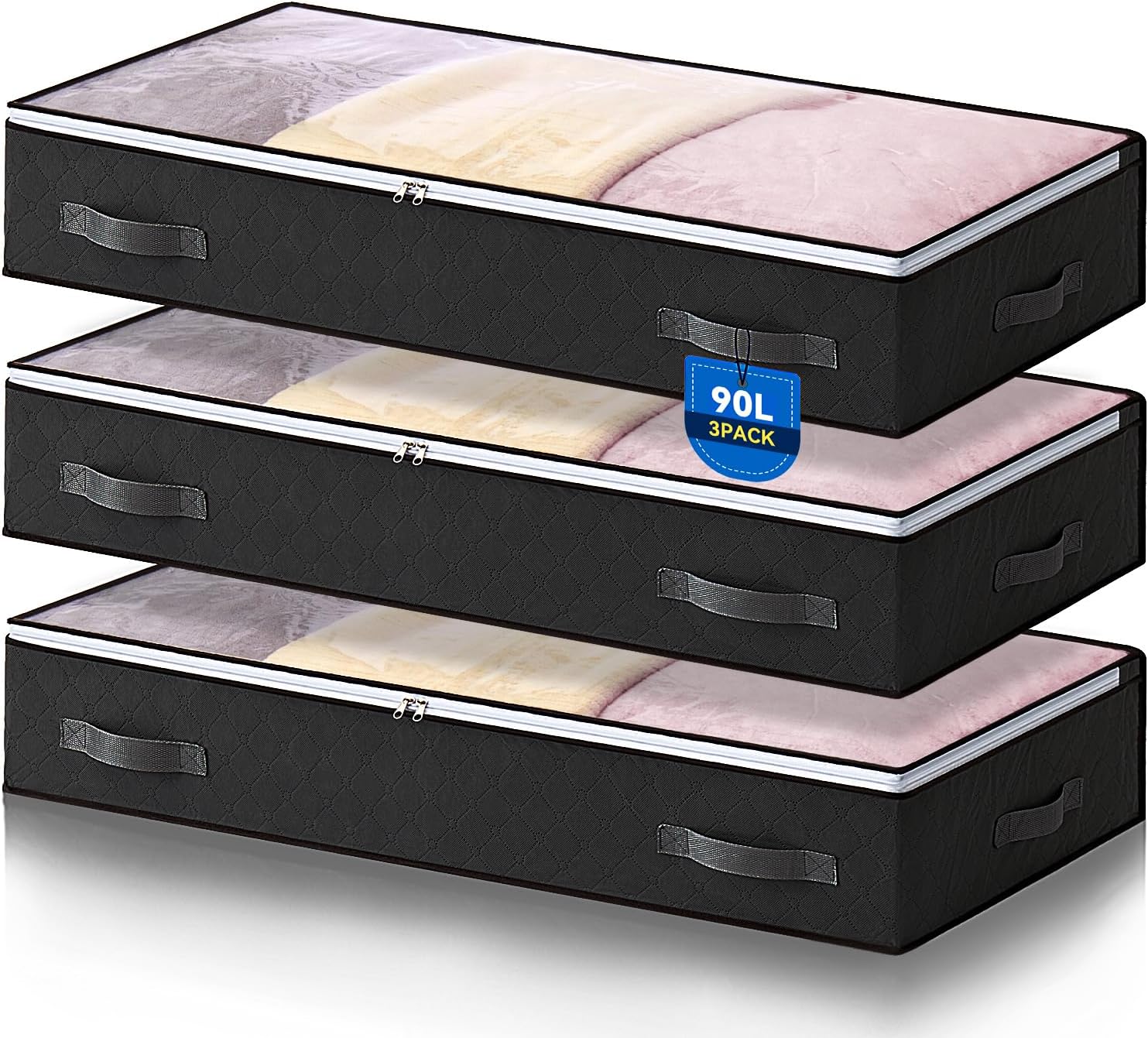 Lot de 6 Sacs de Rangement Noirs Pliables 90L Vendos85 - Mathon