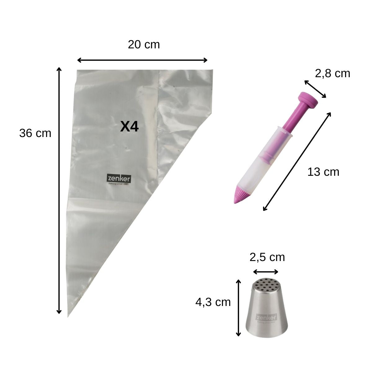 Set de poches à douilles, douille et stylo de décoration pour gâteaux Zenker Spécial Football Zenker - Mathon - 3