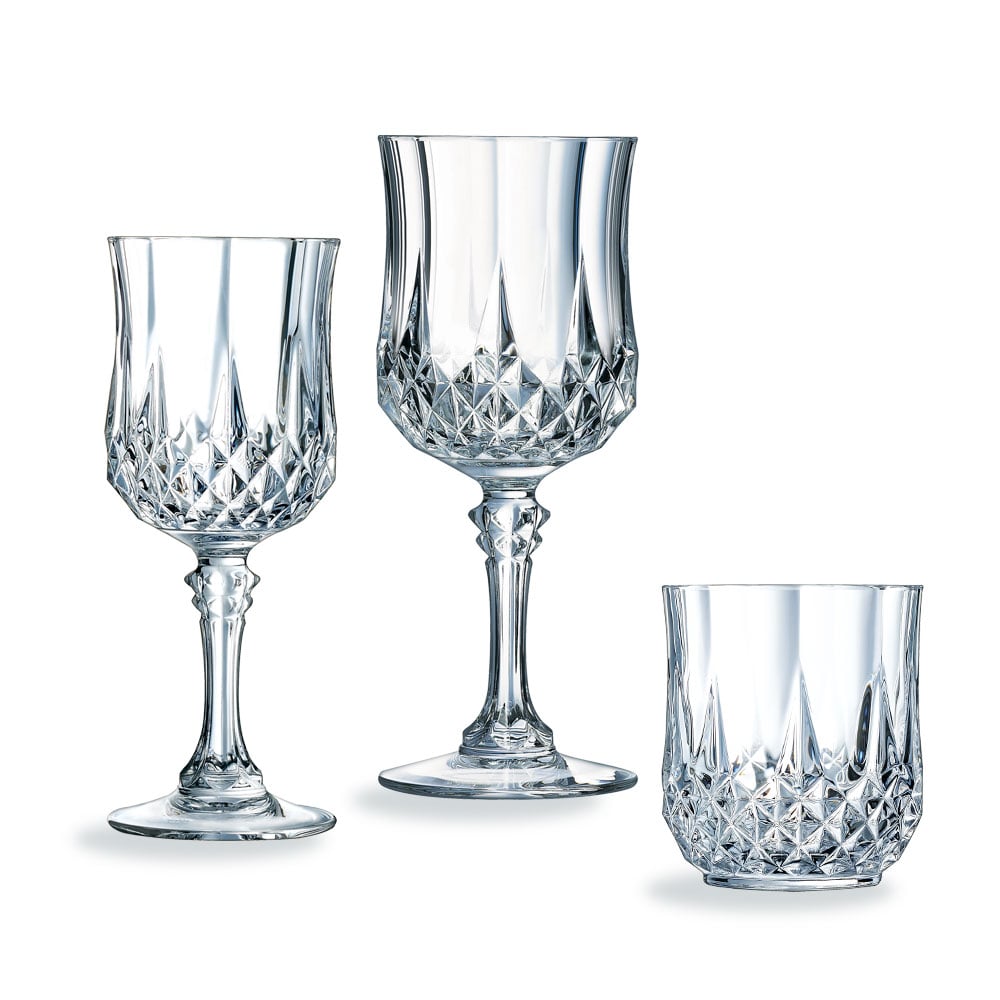 Ensemble 18 verres à pied et verres à eau Longchamp - Cristal d