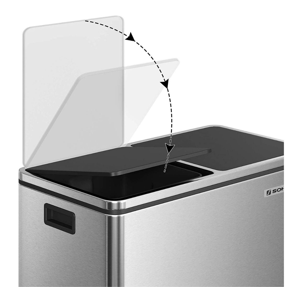 Poubelle de tri 2 bacs de 30L à pédale gris argenté Calicosy - Mathon - 6