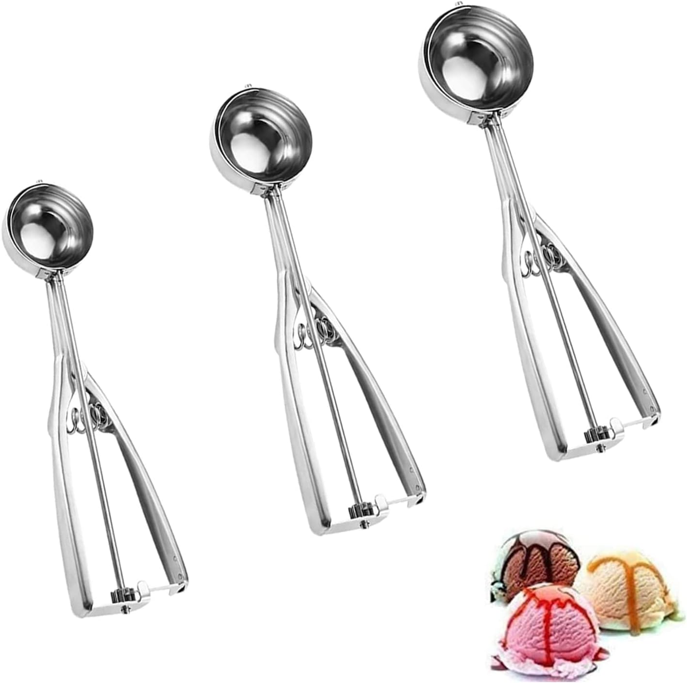 Lot de 3 cuillères à glace en inox 304 polyvalentes Vendos85 - Mathon
