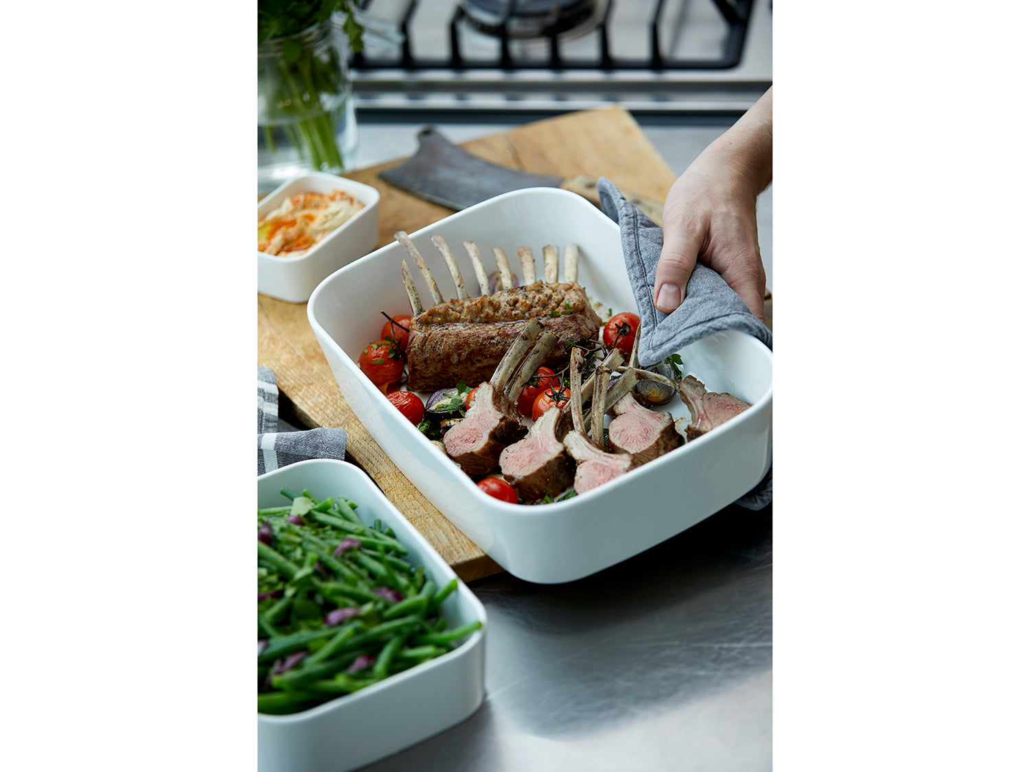 Plat à four MODULA en porcelaine Blanc Rosti - Mathon - 5