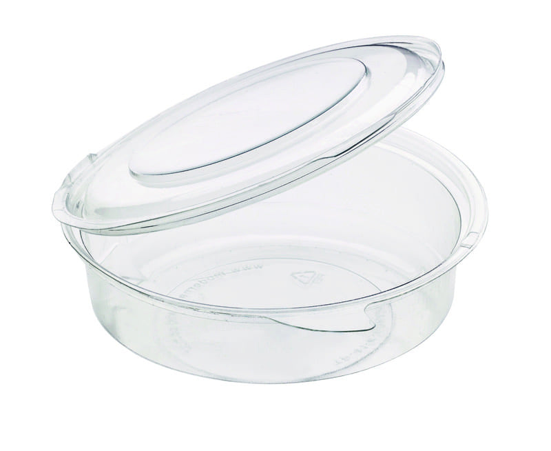 50Pcs - Pot Deli rond PET avec couvercle plat attaché   H35mm 250ml FirstPack - Mathon - 1