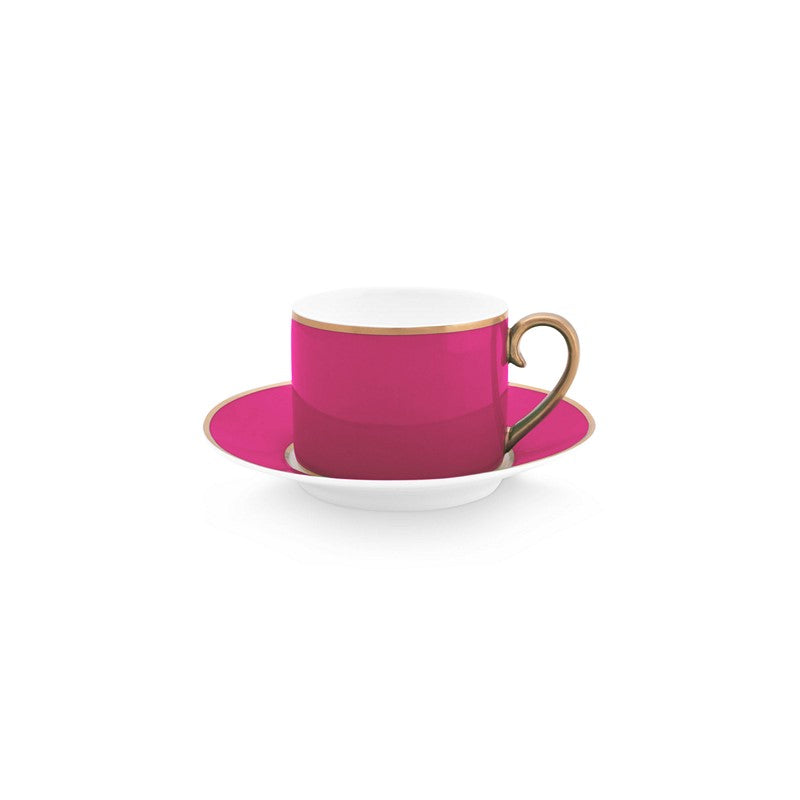 Paire tasse thé (1 tasse + 1 sous-tasse) Pip Chique Or-Rose - 220ml Pip Studio - Mathon