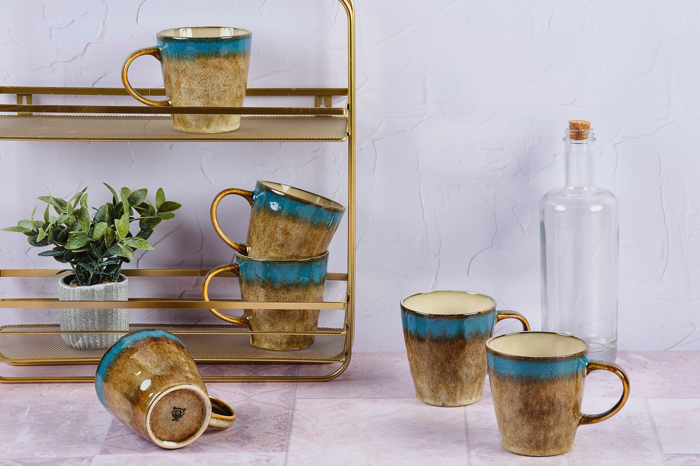 Lot de 6 mugs en grès marron 40cl Björn - Mathon - 2