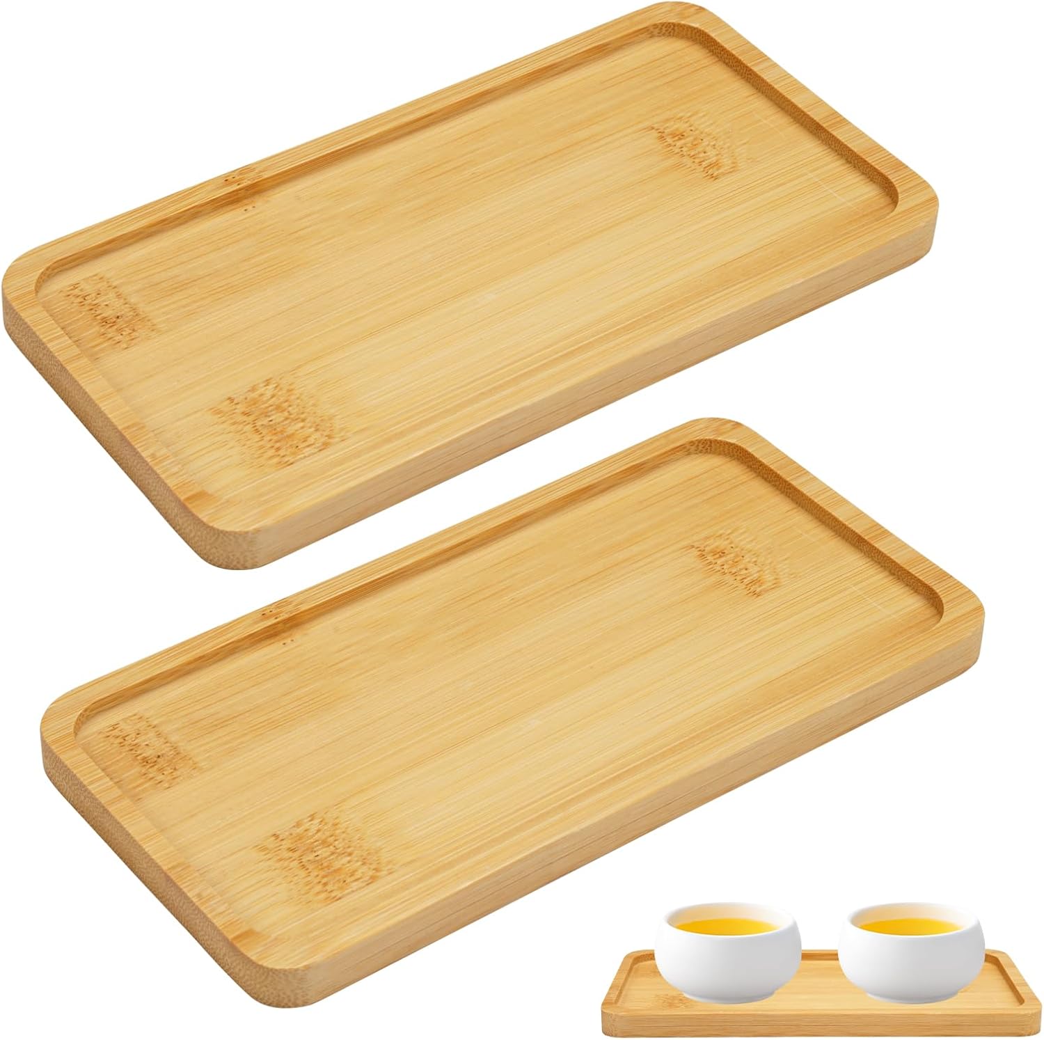 Set de 2 petits plateaux rectangulaires en bambou Vendos85 - Mathon