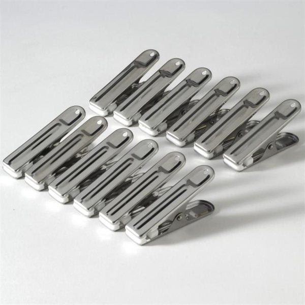 12 pinces à sachets en inox 6 cm - Mathon