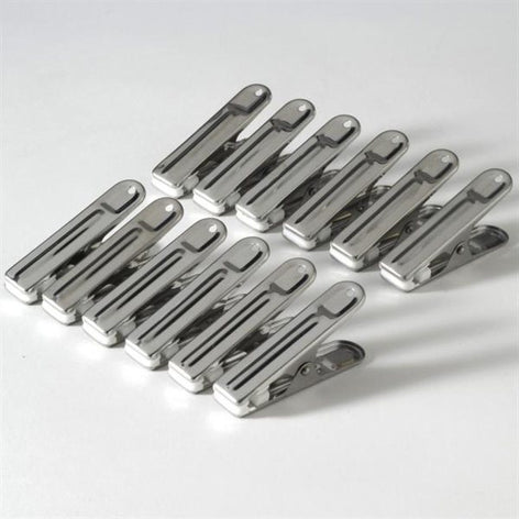12 pinces à sachets en inox 6 cm - Mathon
