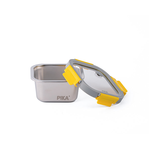 Boîte de conservation en inox carrée 600 ml compatible micro-ondes Pika - Mathon - 1