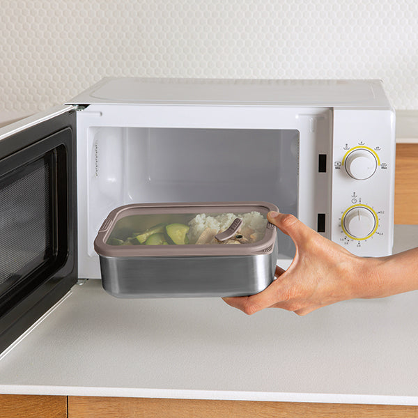 Lot 2 boîtes de conservation rectangulaire en inox avec couvercles en verre 700 ml et 1,65 L compatibles micro-ondes  Mathon - Mathon - 5