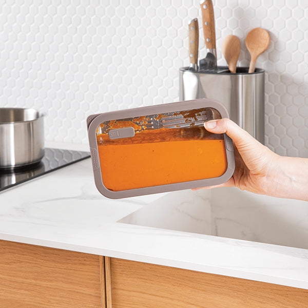 Lot 3 boîtes de conservation rectangulaires en inox avec couvercles en verre 700 ml, 1L et 1,65 L compatibles micro-ondes  Mathon - Mathon - 6