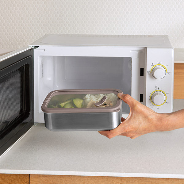 Boîte de conservation rectangulaire en inox avec couvercle en verre 1,65 L compatible micro-ondes  Mathon - Mathon - 2