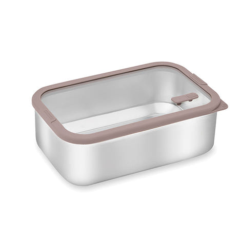 Boîte de conservation rectangulaire en inox avec couvercle en verre 1,65 L compatible micro-ondes  Mathon - Mathon - 1