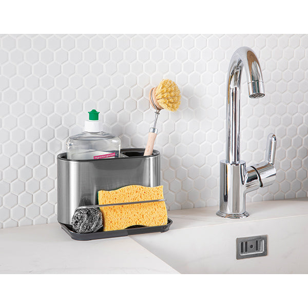 Lot 2 organisateurs d’évier en inox avec compartiments et distributeur de savon Mathon - Mathon - 4