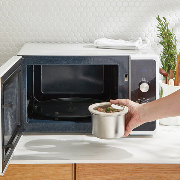 Lot 3 boîtes de conservation rondes en inox avec couvercles en verre 450 ml, 900 ml et 1,5 L compatibles micro-ondes Mathon - Mathon - 4