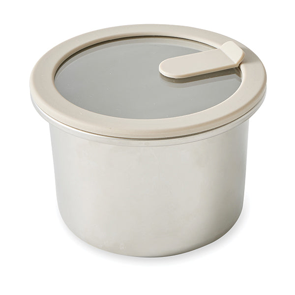 Boîte de conservation ronde en inox avec couvercle en verre 900 ml compatible micro-ondes  Mathon - Mathon - 1