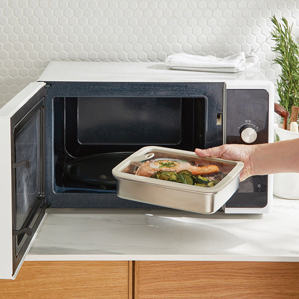 Lot 2 boîtes de conservation rectangulaires en inox avec couvercles en verre 1,7 L et 2,4 L compatibles micro-ondes Mathon - Mathon - 4