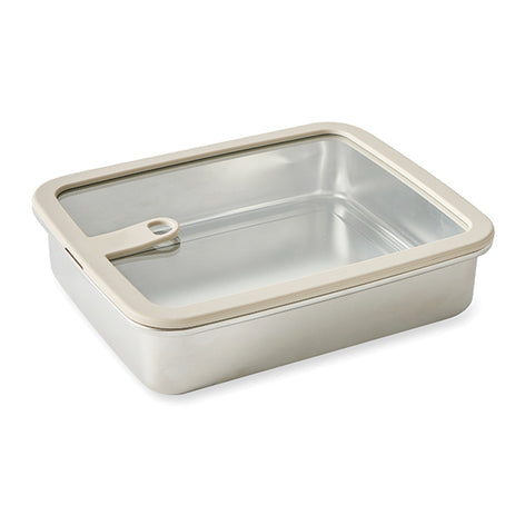 Boîte de conservation rectangulaire en inox avec couvercle en verre 1700 ml compatible micro-ondes  Mathon - Mathon - 1