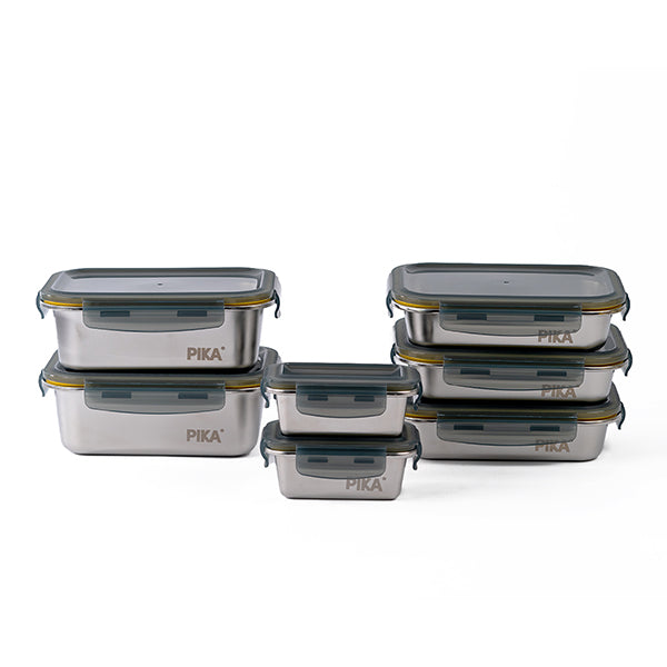 Set de 7 boîtes de conservation en inox compatibles micro-ondes Pika - Mathon - 1