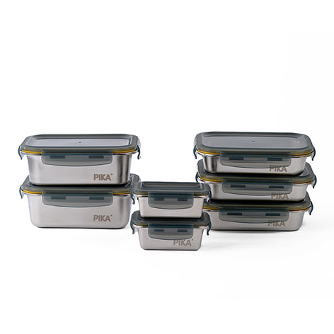 Set de 7 boîtes de conservation en inox compatibles micro-ondes Pika - Mathon - 1