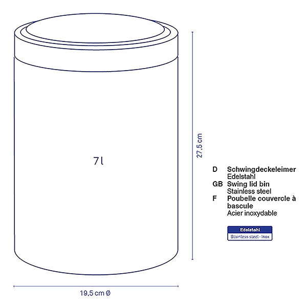 Poubelle cosmétique inox ronde Ari 7 L Kela - Mathon - 3