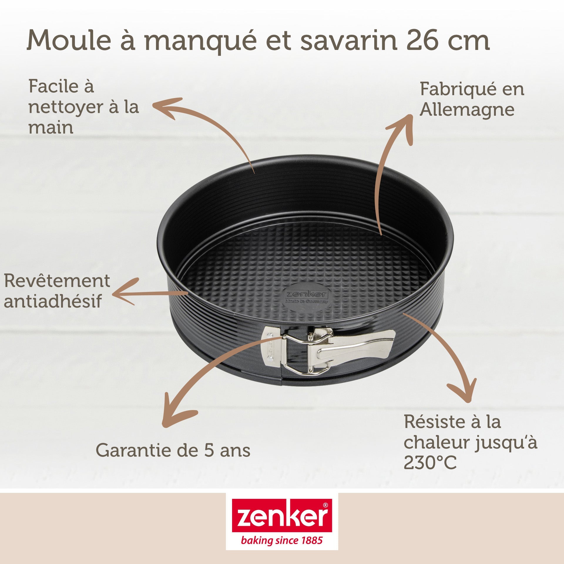 Ensemble de 2 Moules à manqué et à savarin double fond 26 cm Zenker Black Metallic Zenker - Mathon - 3