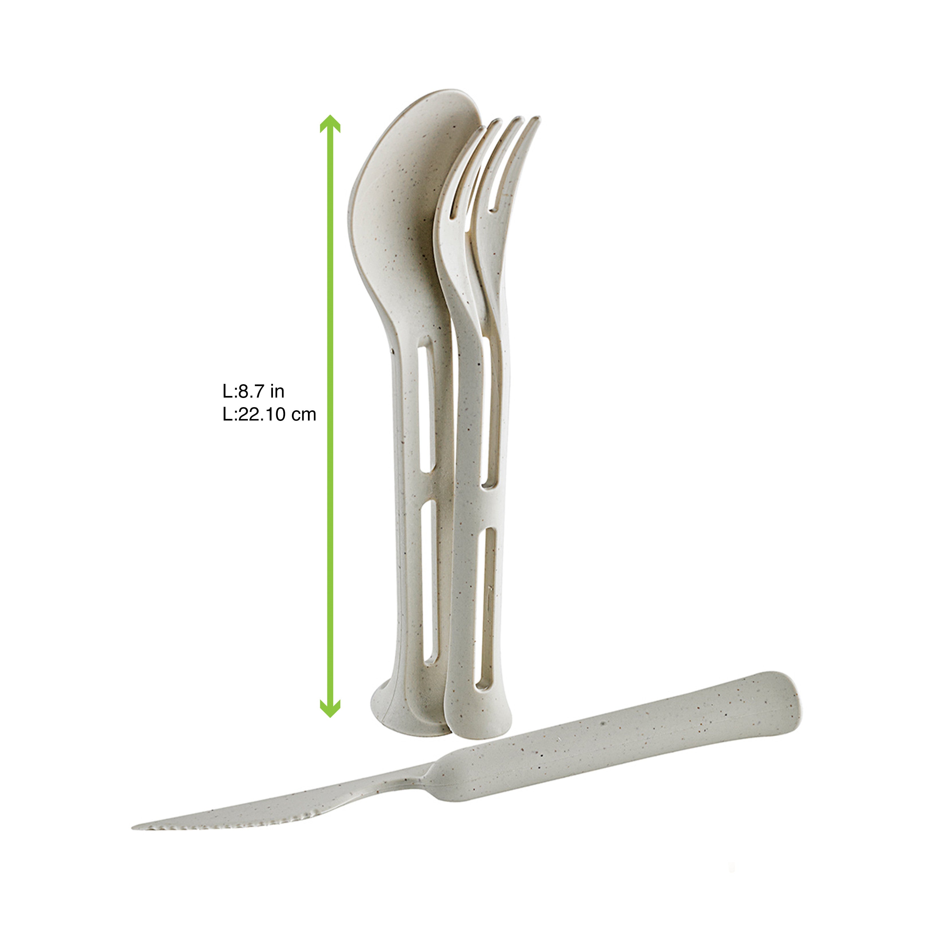 48Pcs - HUSKLY Socle kit couverts remployable composite beige : couteau cuillère fourchette 222x48x36mm FirstPack - Mathon - 2