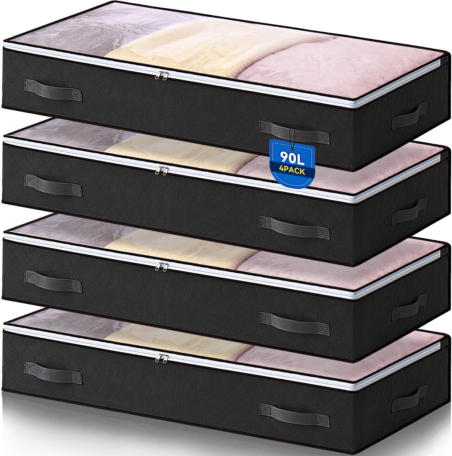 Lot de 4 Sacs de Rangement Noirs Pliables 90L Vendos85 - Mathon