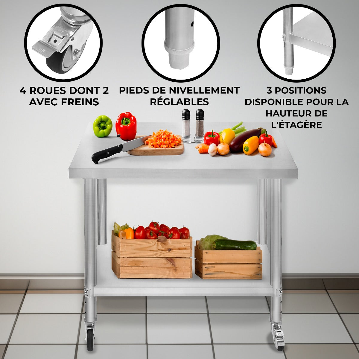 Table de Travail en Inox 60cm x 90cm x 86cm - KuKoo Kukoo - Mathon - 2