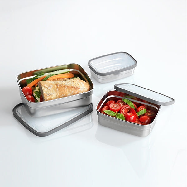 Set de 3 lunch box en inox et couvercles en plastique Wenko by Maximex - Mathon - 2