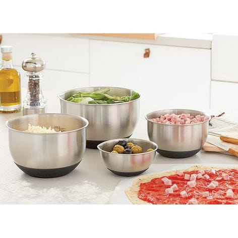 Set 4 petits bols en inox avec base silicone 10,5 à 17 cm Mathon - Mathon - 1