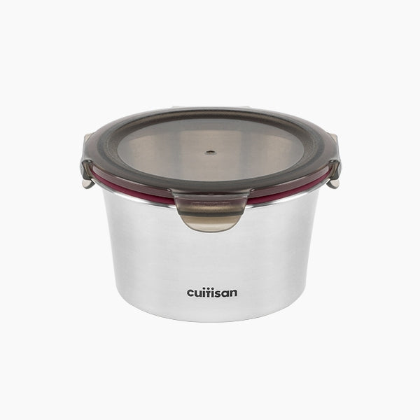 Boîte de conservation ronde en inox 920 ml compatible micro-ondes Cuitisan - Mathon - 1