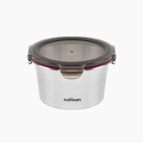 Boîte de conservation ronde en inox 920 ml compatible micro-ondes Cuitisan - Mathon - 1