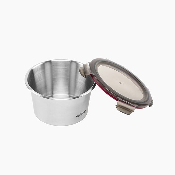 Boîte de conservation ronde en inox 920 ml compatible micro-ondes Cuitisan - Mathon - 3